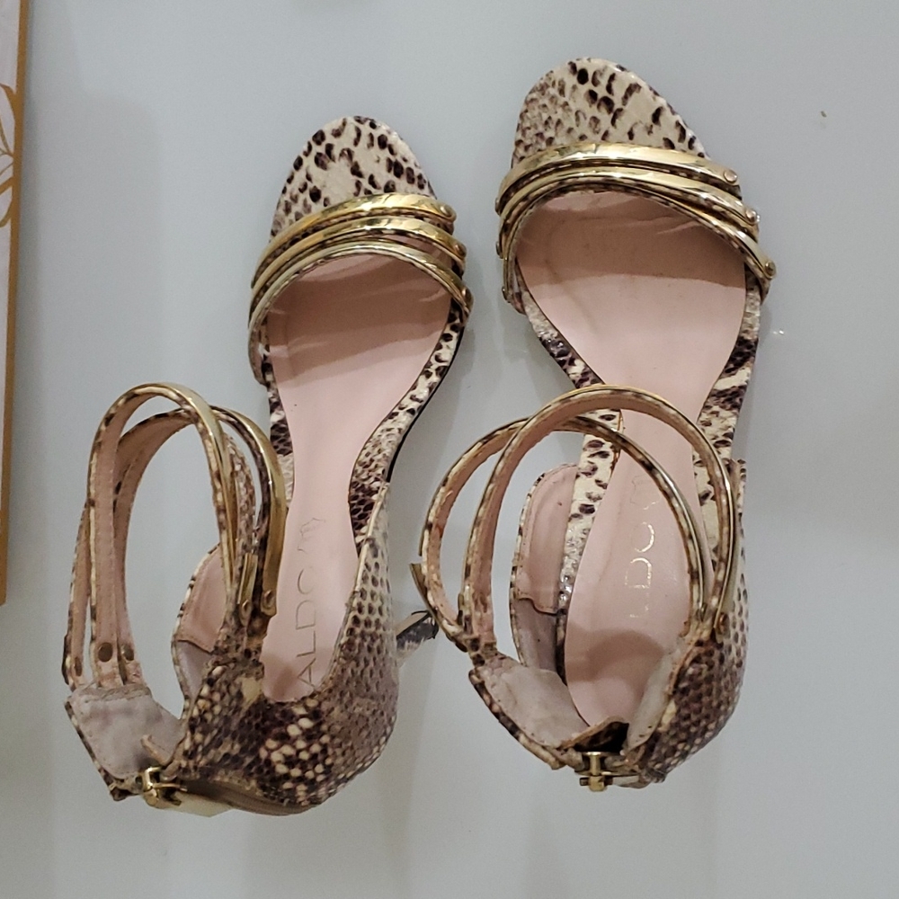 Aldo snake print high heel  sandals Used  good condition